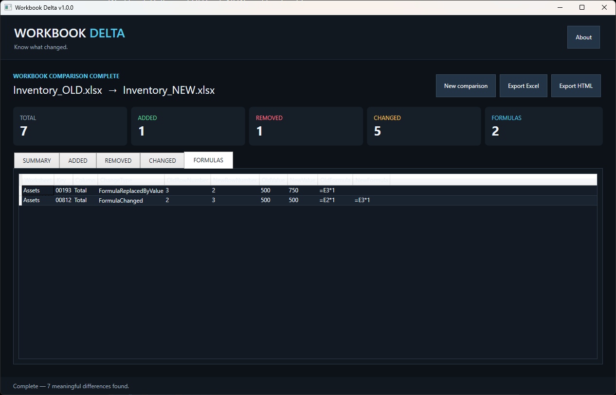 Workbook Delta 04 / report screen